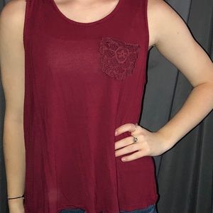 Maroon Tank with Lace Back